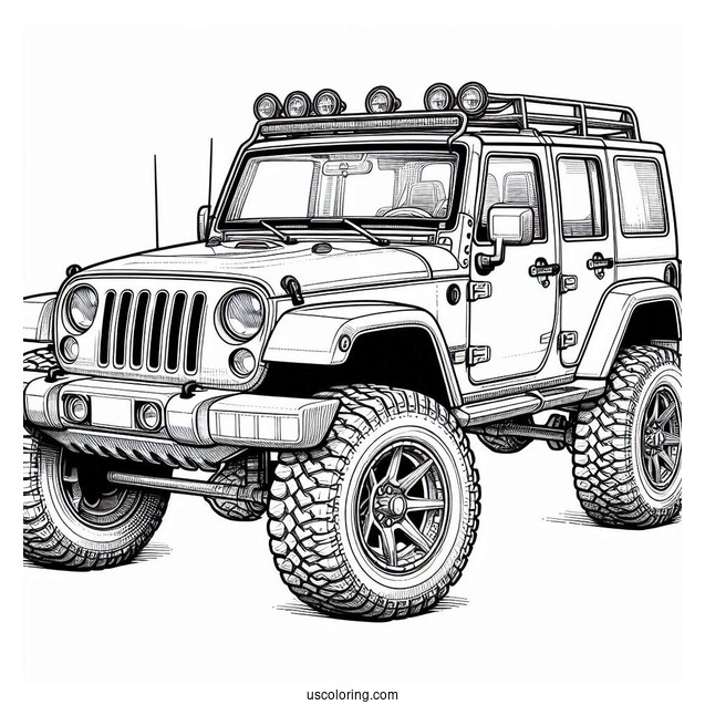 Detailed Jeep 4X4 Coloring Page