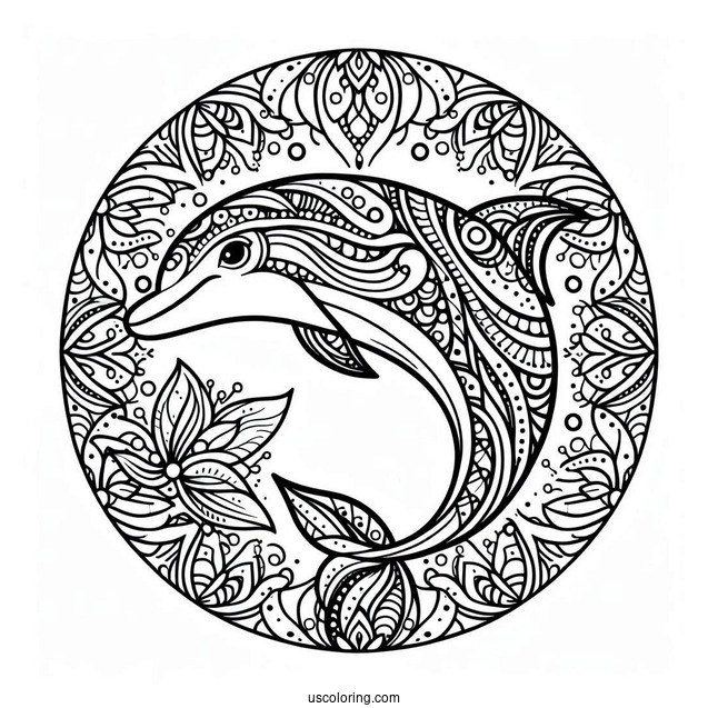 Mandala Dolphin Coloring Page For Adults