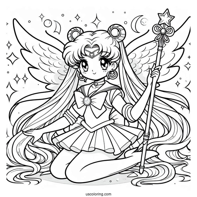 Sailor Moon With Wings And Magic Wand