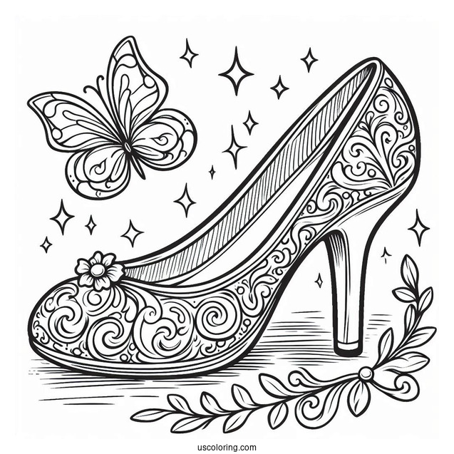 Coloring Page Of Cinderella_s Glass Slipper
