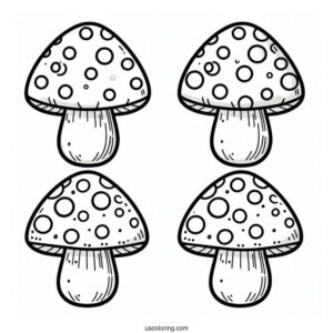 Easy Mushroom Coloring Page With Polka Dots For Kids