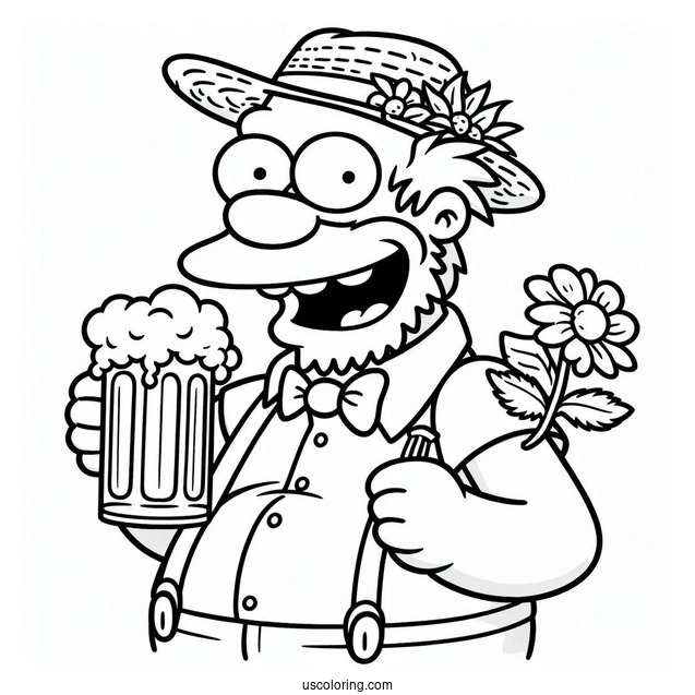 Simpsons Coloring Pages Of Barney Gumple Holding A Beer