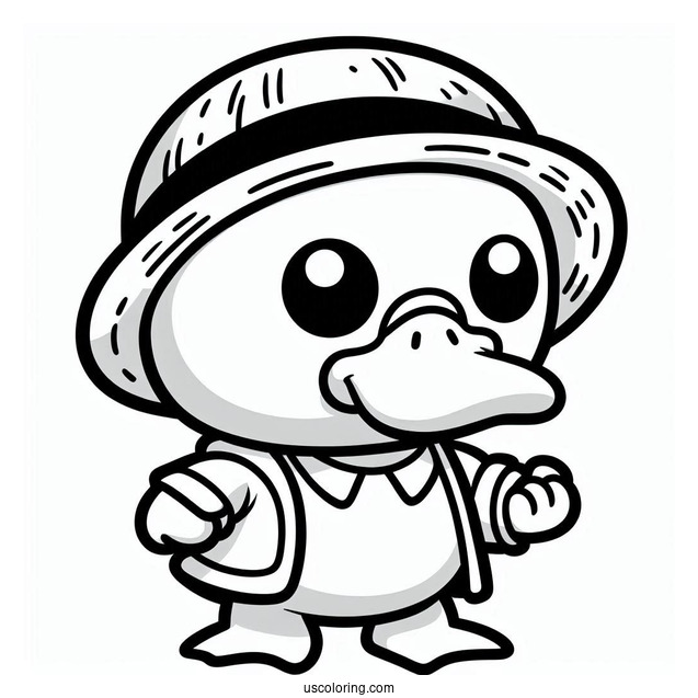 Psyduck Coloring Page Cosplaying As Luffy