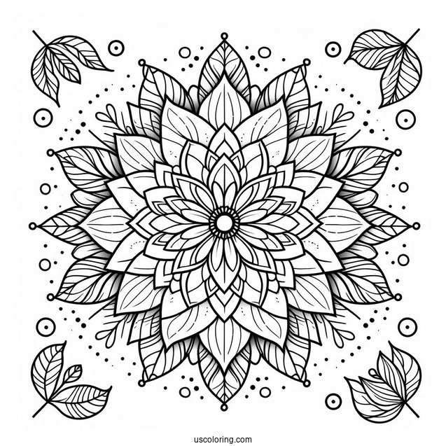 Flower Mandala Coloring Page With Dotted Outline