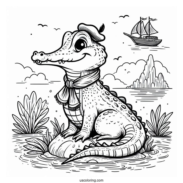 Crocodile From Peter Pan Coloring Sheet