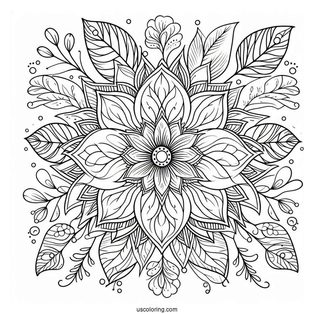 Elegant Spring Flower Mandala Coloring Sheet