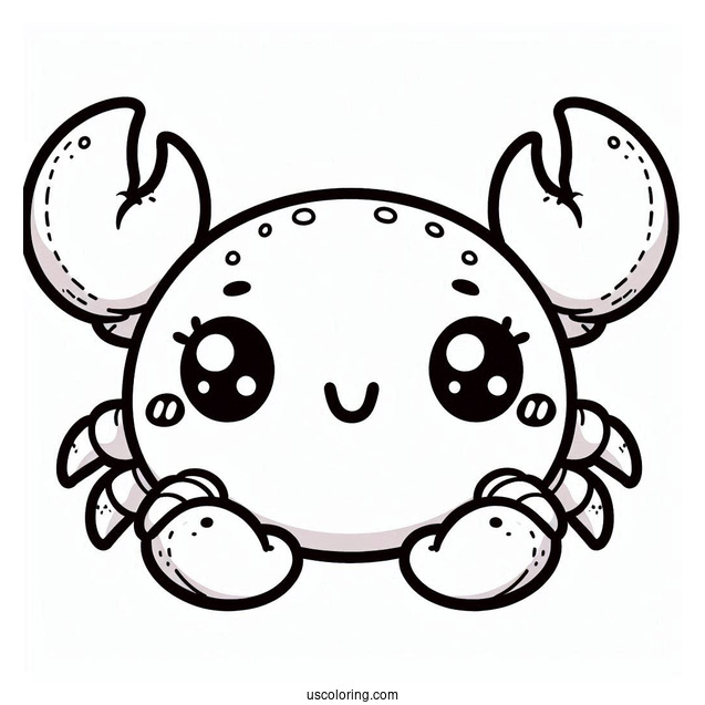 Chibi Smiling Crab Coloring Page For Preschoolers