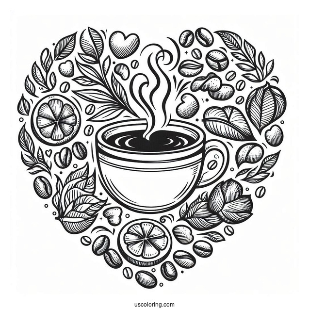 Coffee Coloring Pages Of Heart Coffee Art For Kids