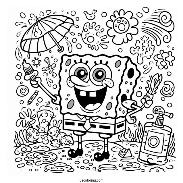 Happy SpongeBob Coloring Page