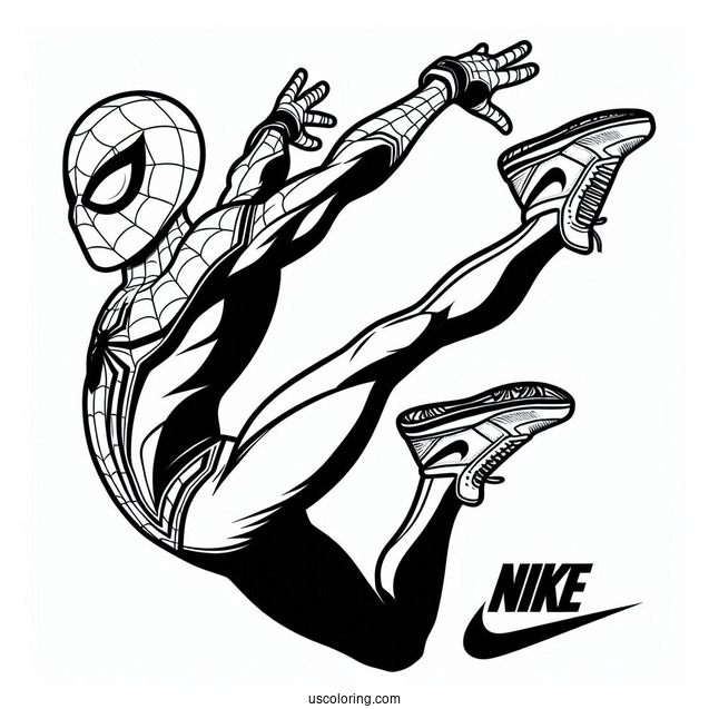 Miles Morales Spider Man In Nike Coloring Page Jumpman Pose