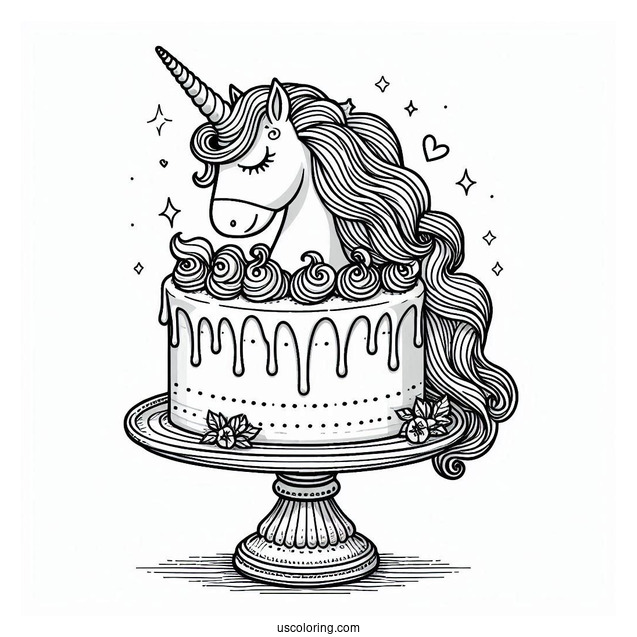 Unicorn Cake On Pedestal