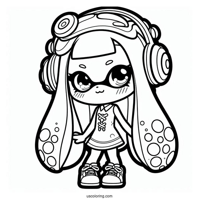 Splatoon Coloring Page Of Kawaii Amiiba Girl Neon Pink With Inkjet For Kids