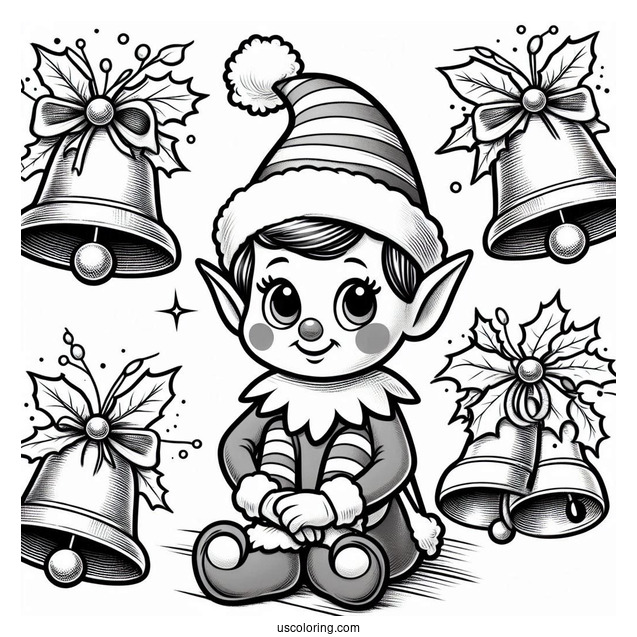 Cute Elf On The Shelf With Christmas Bells