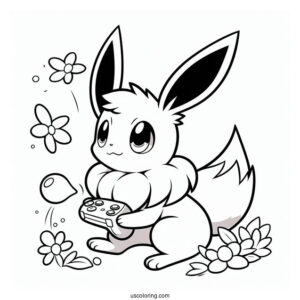 Sylveon Coloring Page Of Eevee Playing For Kids