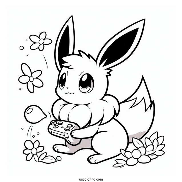 Sylveon Coloring Page Of Eevee Playing For Kids