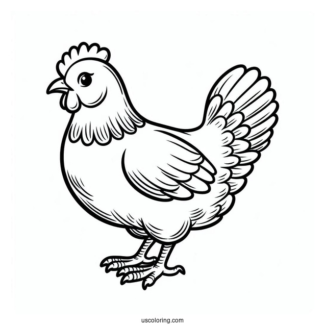 Simple Outline Of a Chicken To Color