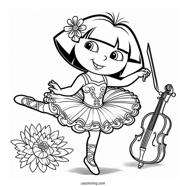 Dora As a Ballerina Coloring Sheet