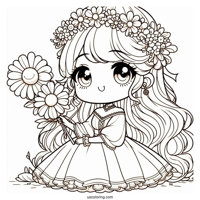Simple Princess Daisy Coloring Page