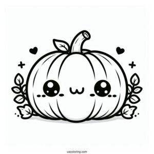 Kawaii Pumpkin Coloring Page For Preschoolers