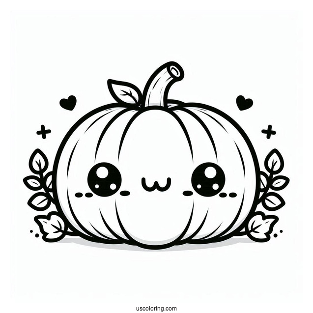 Kawaii Pumpkin Coloring Page For Preschoolers