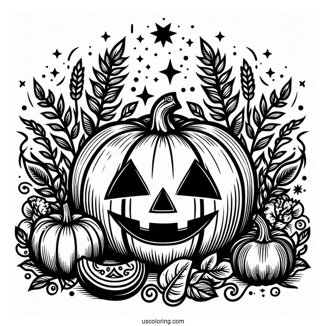 Pumpkin Coloring Page Of Stout Jack O Lantern For Kids