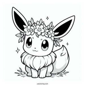 Eevee Wearing Flower Crown Coloring In