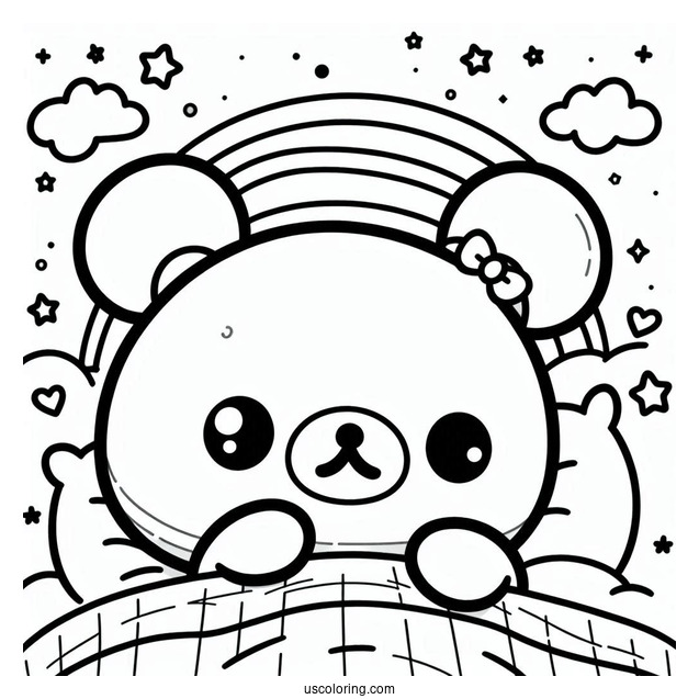 Full Page Cute Head Of Rilakkuma Coloring Page For Kids