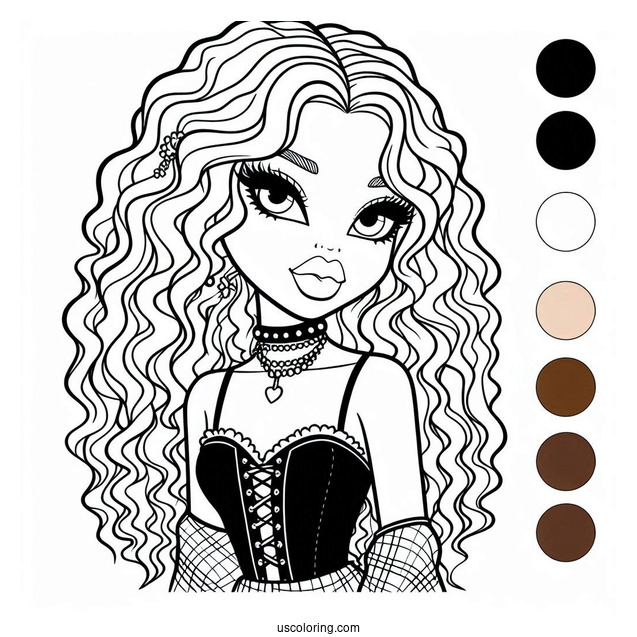 Bratz Roxxie Coloring In For Kids