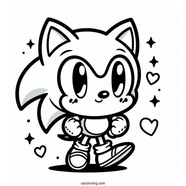 Cute Kawaii Sonic Coloring Page