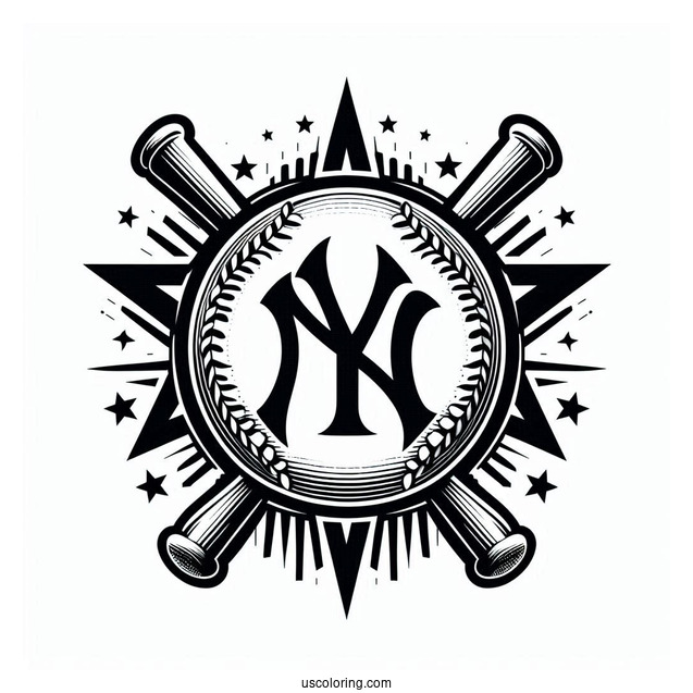New York Yankees Baseball Team Logo To Color