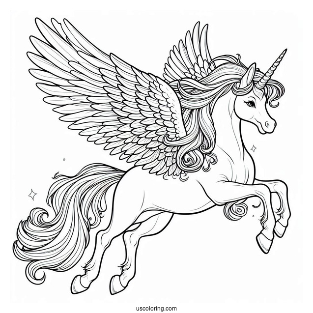Majestic Pegasus Coloring Page With Large Wings