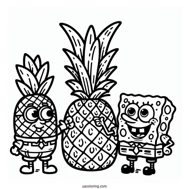 Sponge Bob Squarepants Pineapple Coloring Page For Kids
