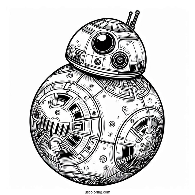 Detailed BB8 Outline Coloring Page