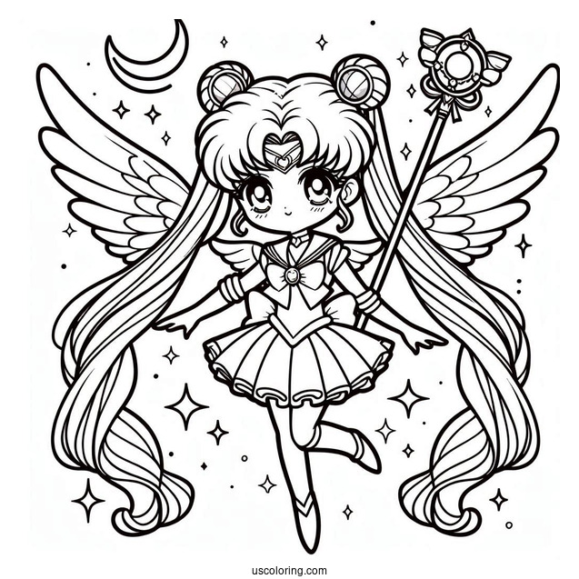 Sailor Moon With Wings And Magic Wand