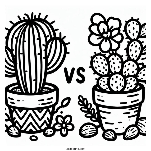 Plants Vs Cactus Coloring Page