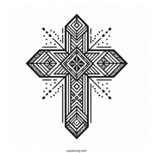 Geometric Cross Coloring Page