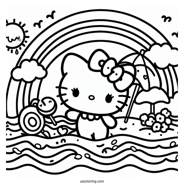 Cute Sanrio Coloring Page My Melody At The Beach