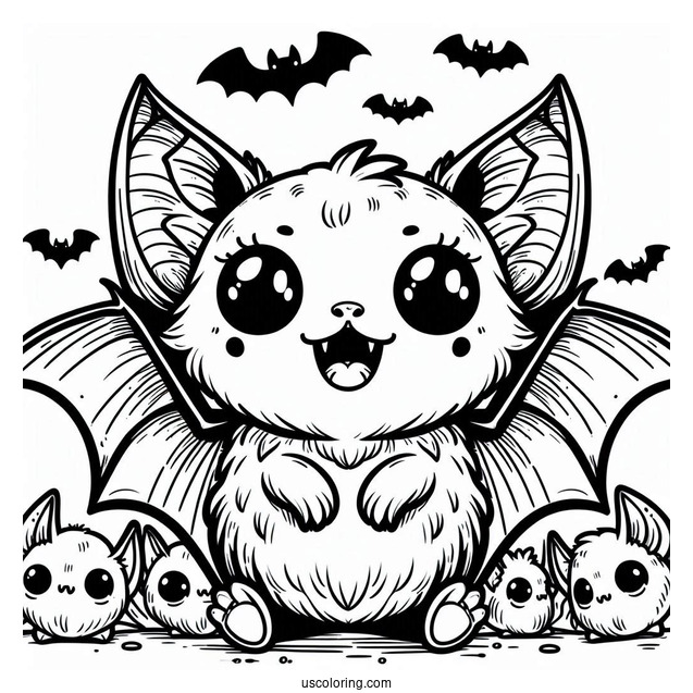 Smiling Vampire Bat Coloring Page
