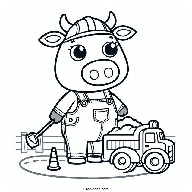 Mr Bull Road Workers Coloring Page