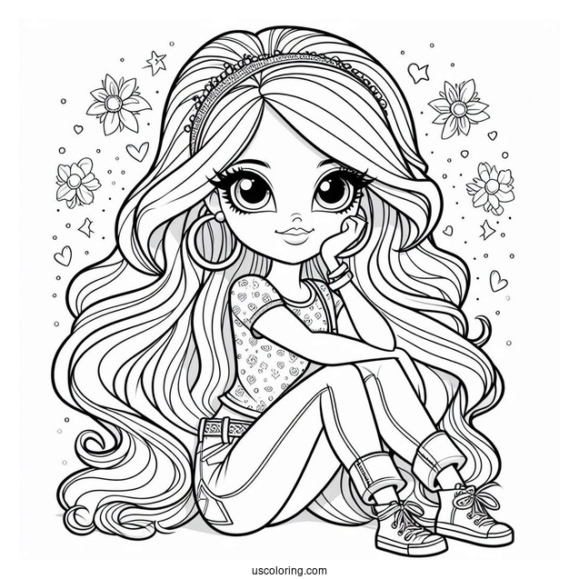 Shimmer And Shine Coloring Page Leah In Casual Clothes For Kids
