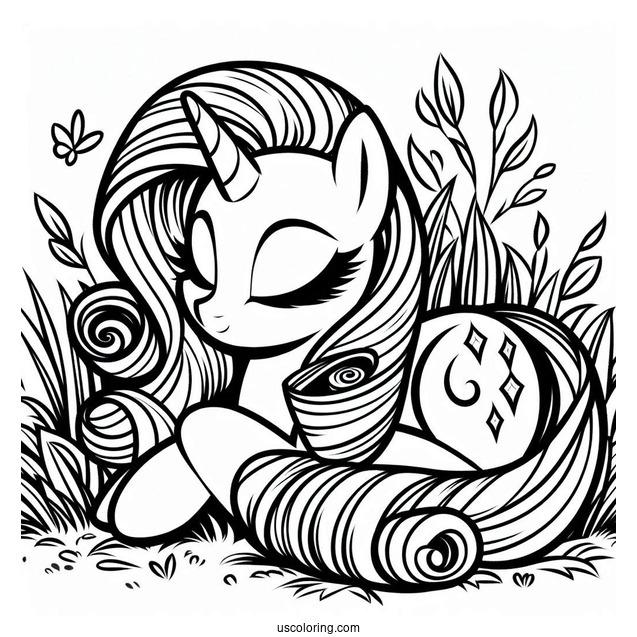 Rarity Coloring Page Resting On The Grass