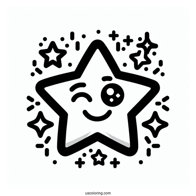 Star Struck Emoji Coloring Page