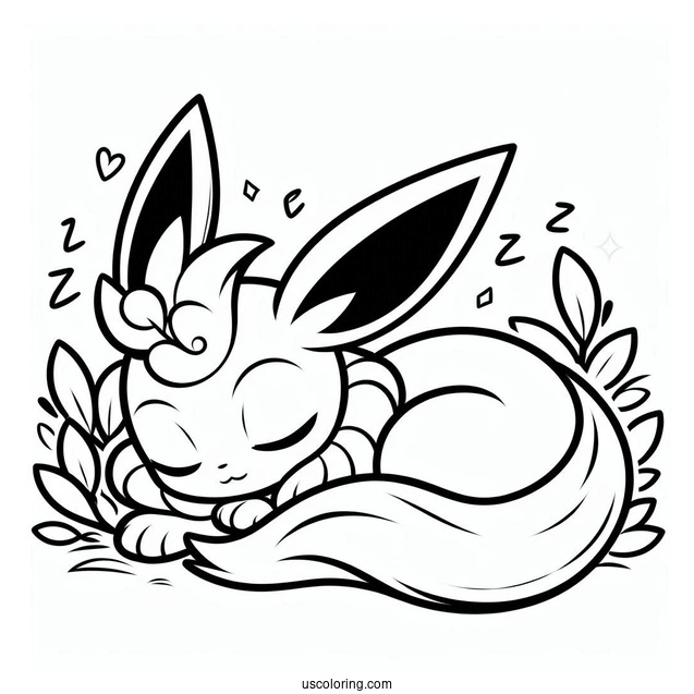 Cute Sleeping Sylveon Coloring Page