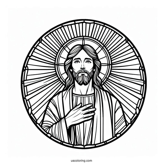 Detailed Jesus Coloring Pages Stained Glass