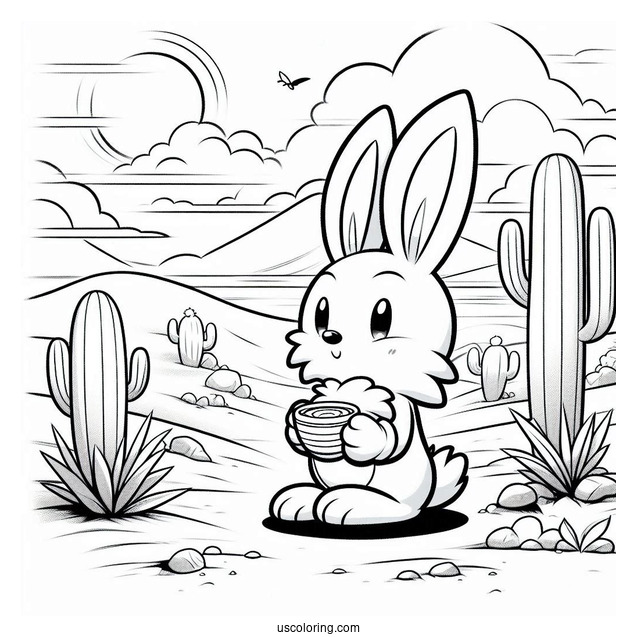 Cream the Rabbit In The Desert Coloring Sheet