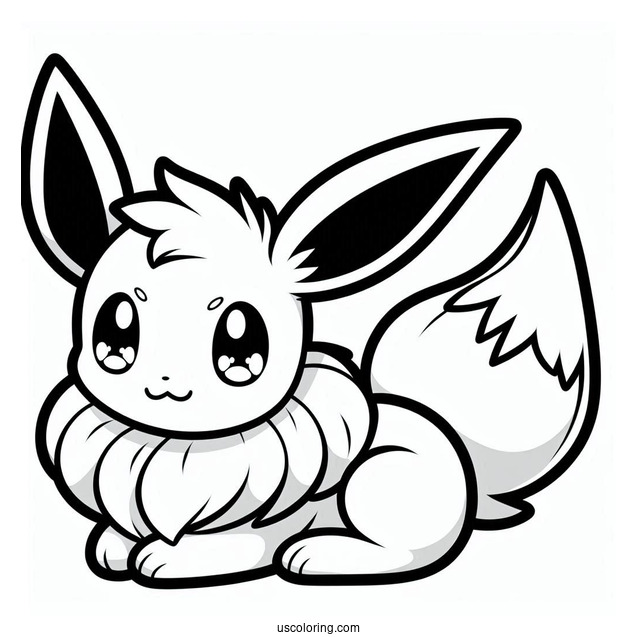 Chibi Eevee Coloring Page For Preschoolers