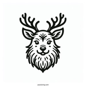 Simple Outline Of a Reindeer Face