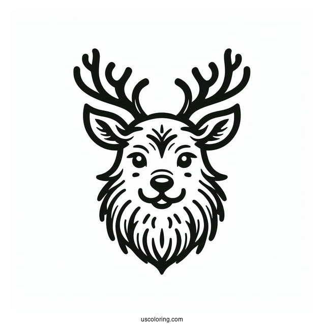 Simple Outline Of a Reindeer Face