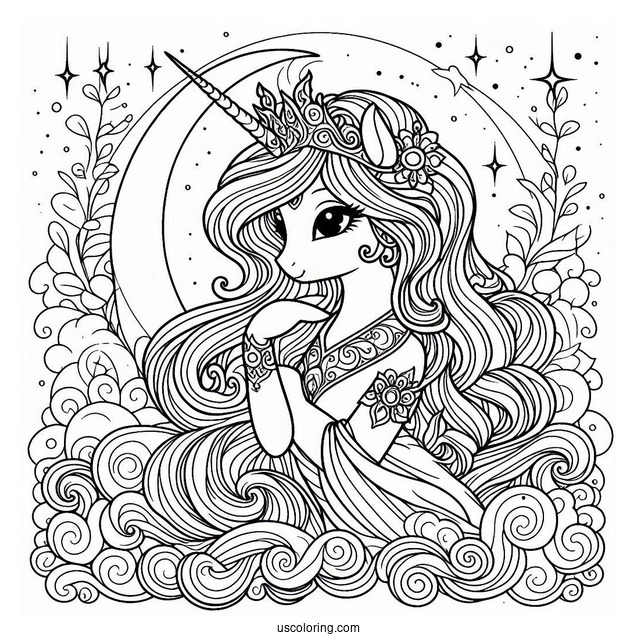 Detailed Princess Celestia Coloring Page