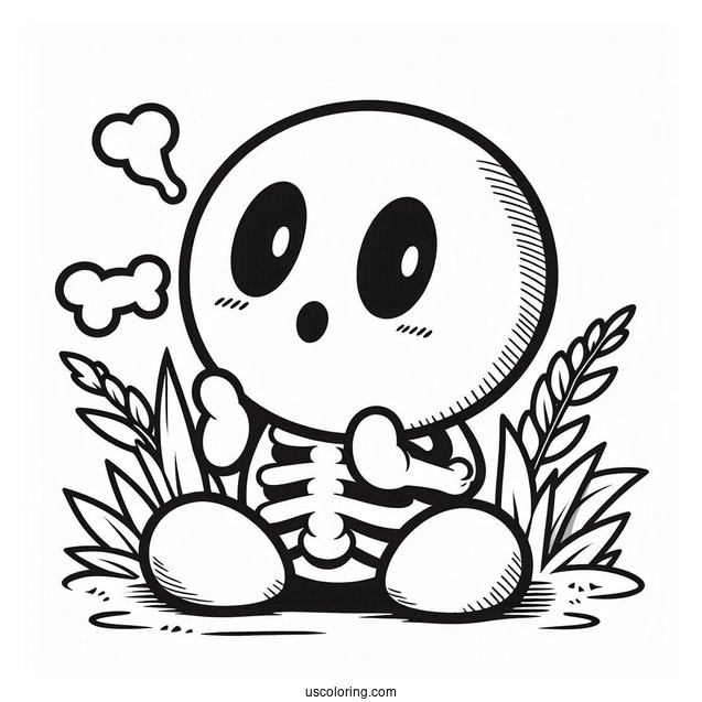 Dry Bones, Boo, And Shy Guy Coloring Page